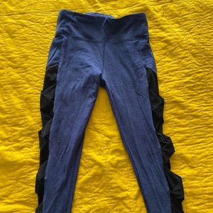 DKNY Sport Navy Mesh Criss Cross High-Waist Leggings